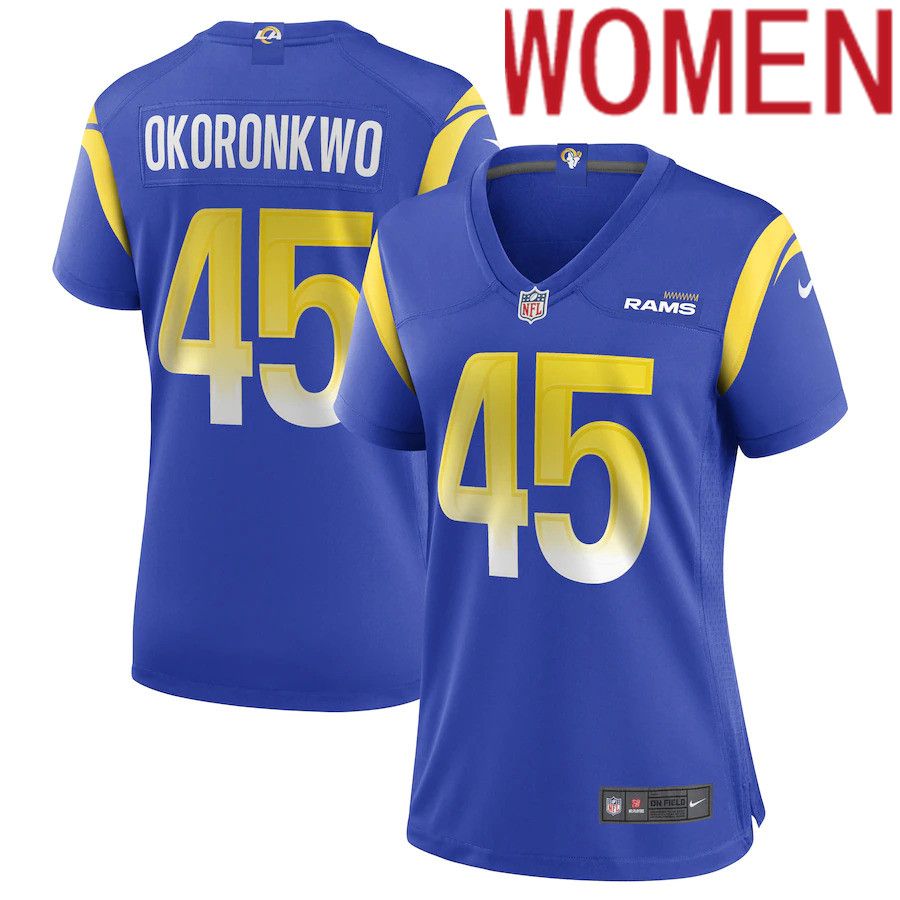 Women Los Angeles Rams #45 Ogbonnia Okoronkwo Nike Royal Game NFL Jersey->women nfl jersey->Women Jersey
